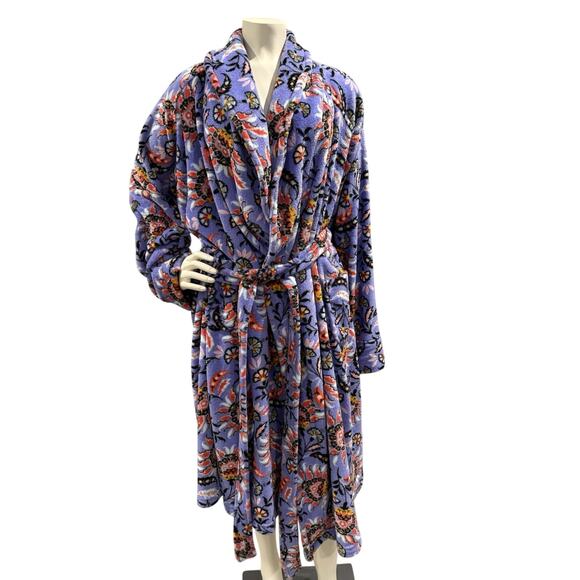 Vera Bradley Womens Purple Plush Floral Luxurious Bathrobe Mural Garden Sz 2X-3X - Picture 1 of 9